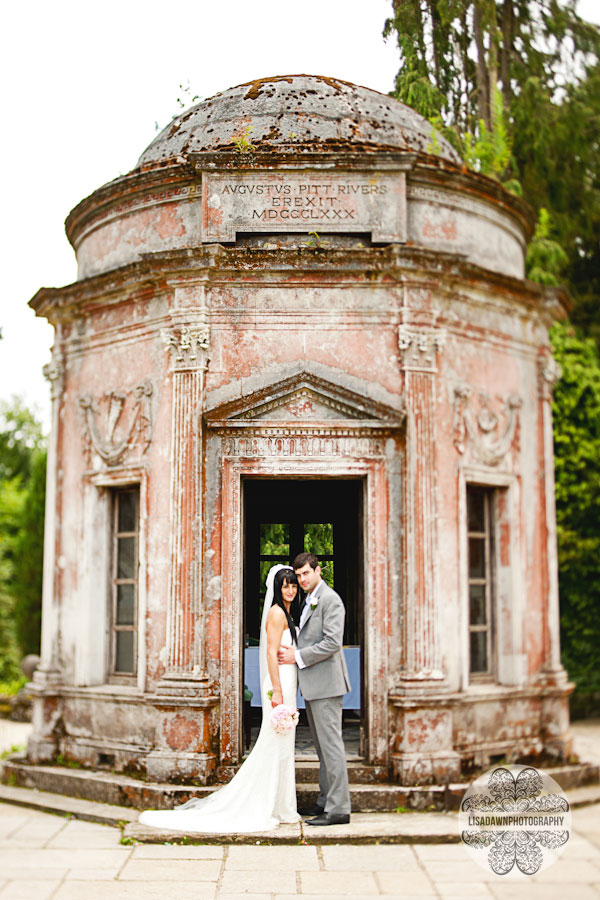 portrait of the wedding couple by temple