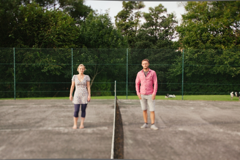 Tennis Court Engagement Photo