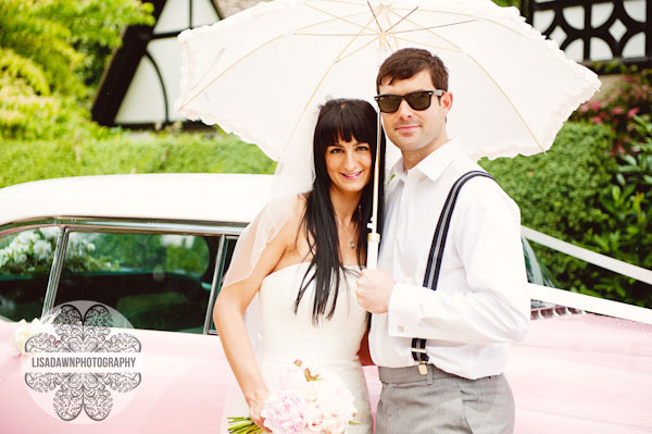 Rock n roll bride and groom umbrella