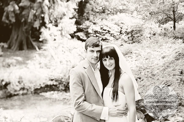 romantic shot of wedding couple