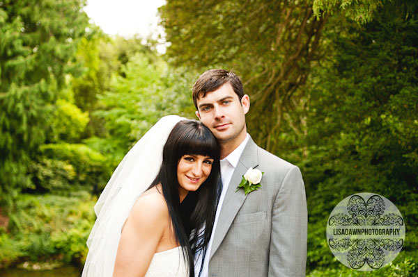 A creative photograph of the bride and groom