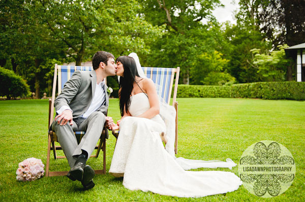 a kiss on the deck chair garden wedding