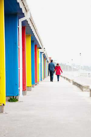 Colourful beach huts