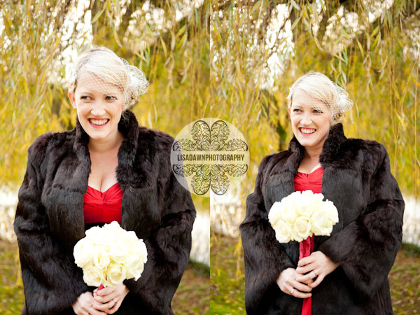 Vintage inspired bride fur coat