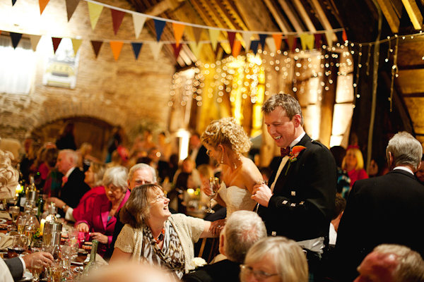 Evening reception barn wedding