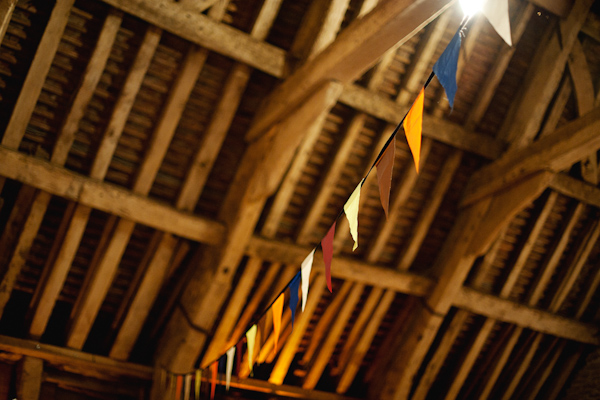 evening flags barn wedding