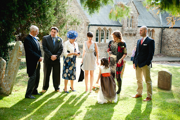 Church yard guests milling