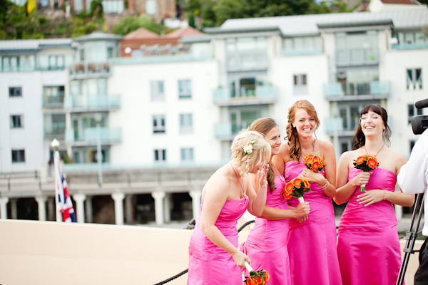 Bridesmaids in hot pink