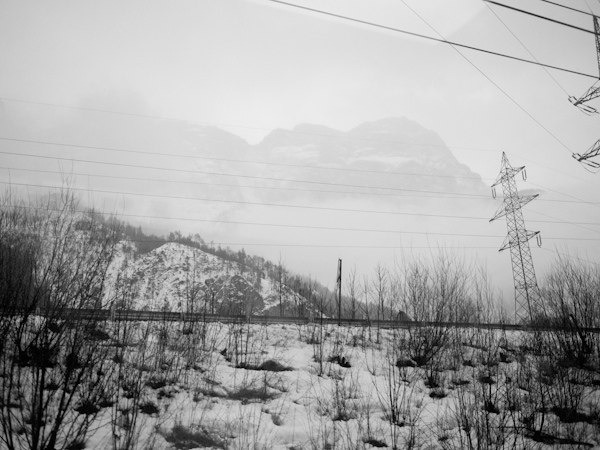 Mountains from train window