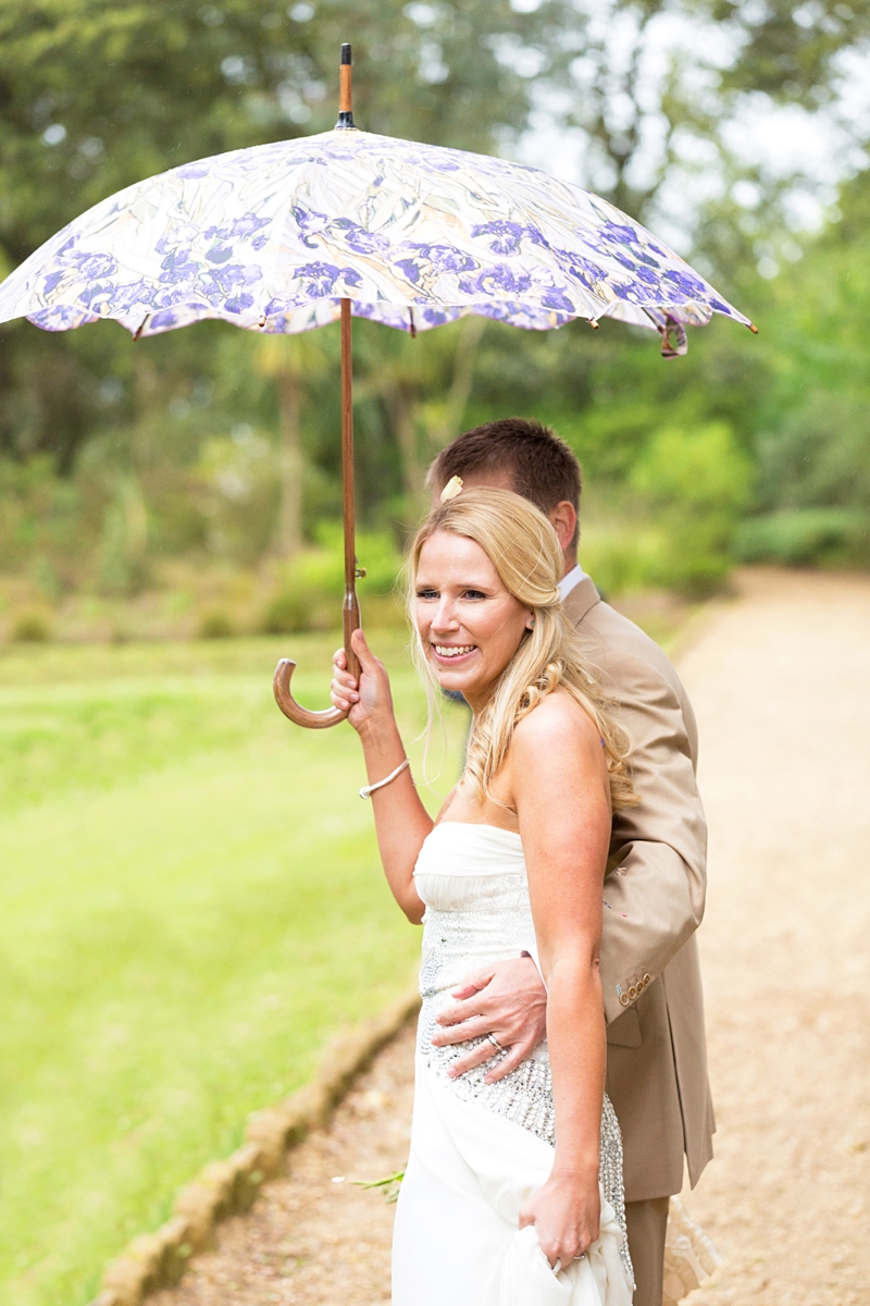 Bride holding umbrella