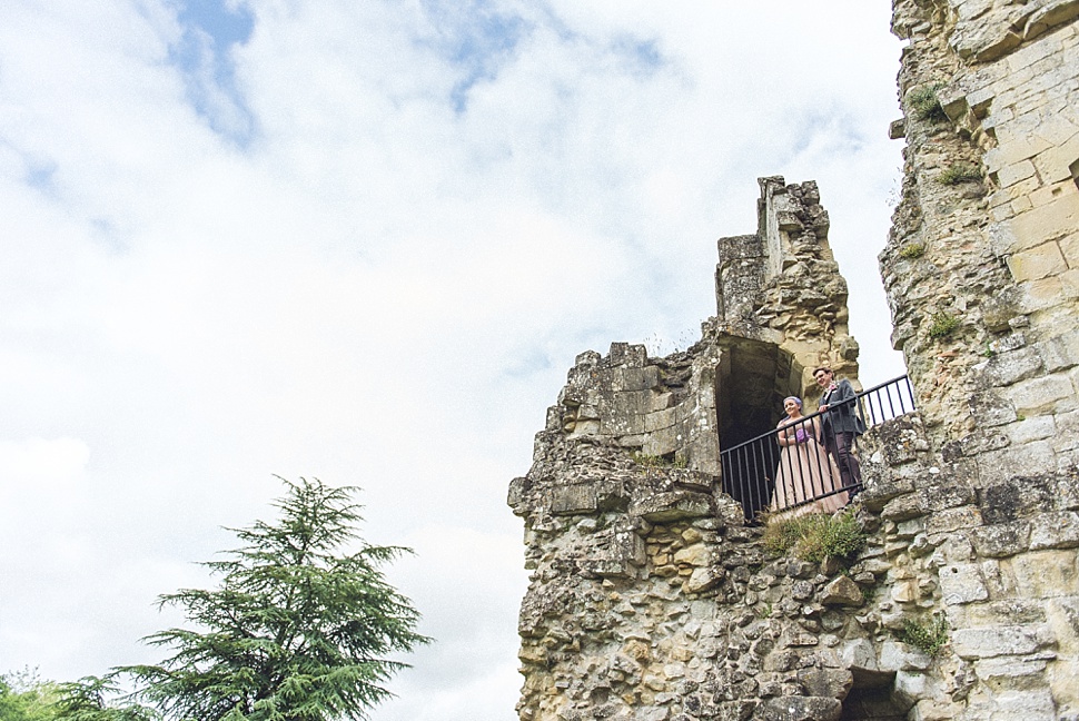 Bride and groom castle ruins