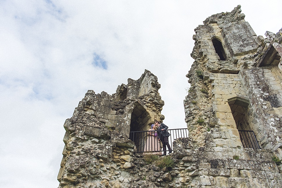 Bride and groom old wardour castle