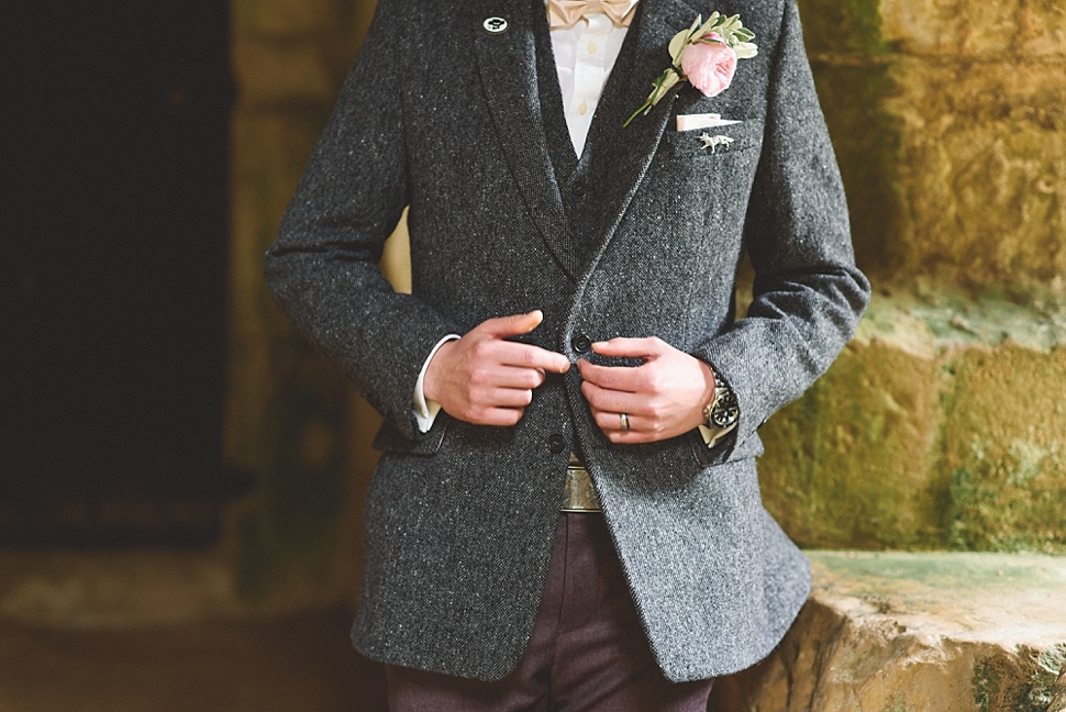 Grey tweed suit groom