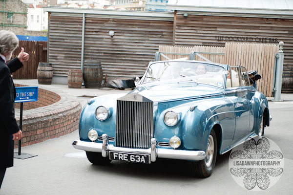 Wedding Car arrives reception