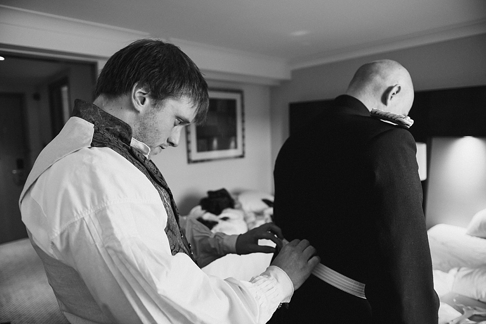 Groom getting ready