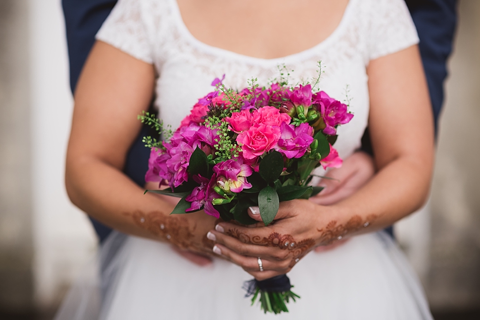 Indian bride bright bouquet