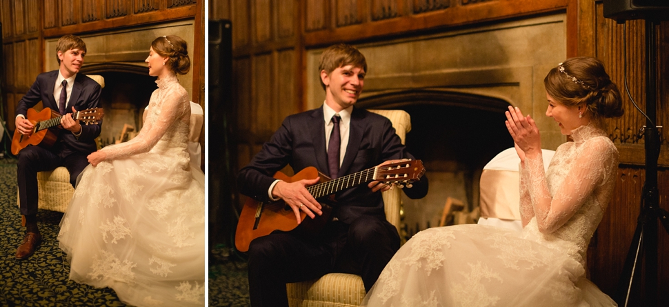 Groom plays guitar