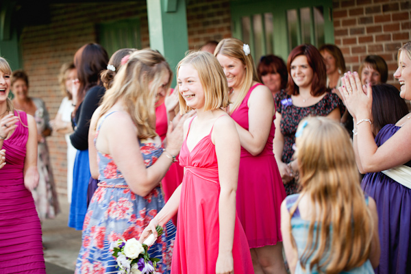 catching brides bouquet