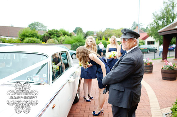 bride arrives at church