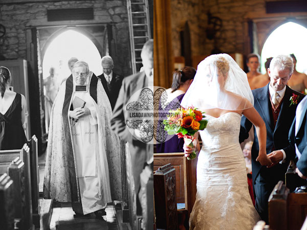 bride at church arch