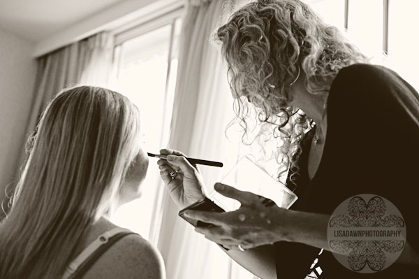 bridal preparations by the window