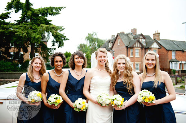 Bride with bridesmaids group