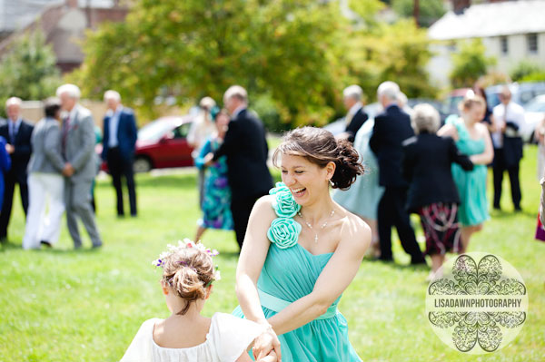 bridesmaid and flower girl