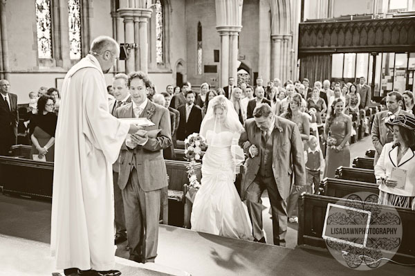 Bride walking down the aisle