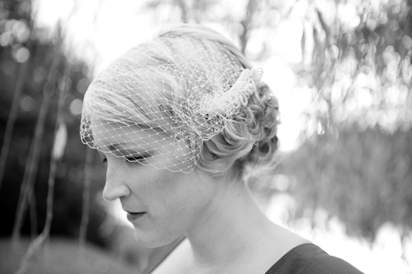 Vintage bride with birdcage veil