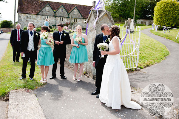 bridal party gather