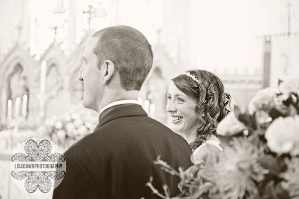 bride looking at groom