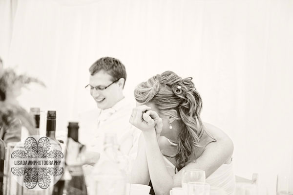 embarrassed bride at reception