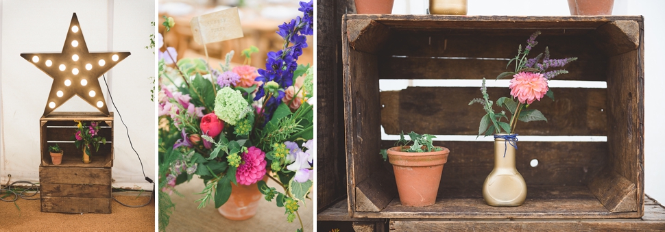 Colourful rainbow festival wedding flowers