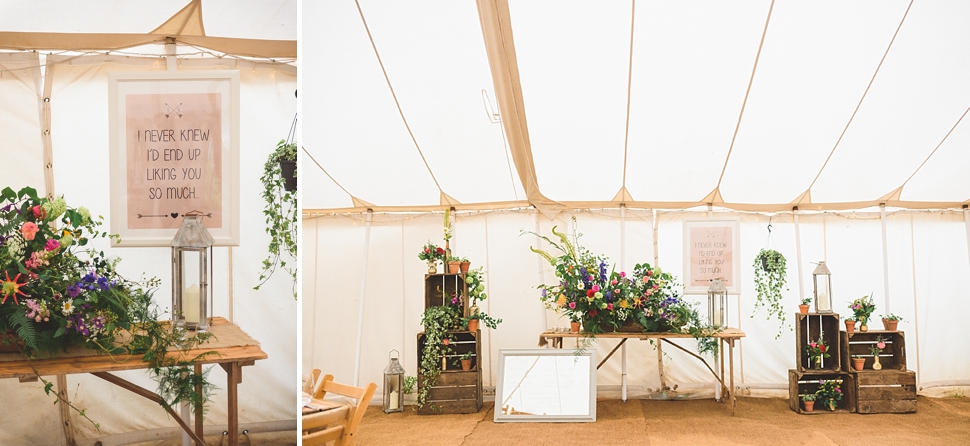 Colourful rainbow festival wedding flowers