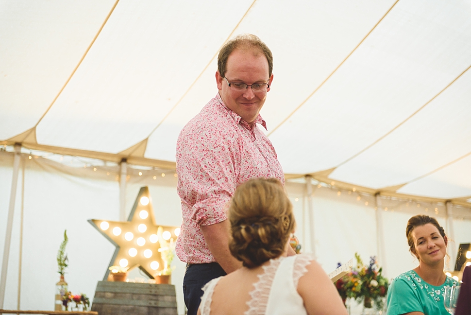 Creative festival wedding somerset