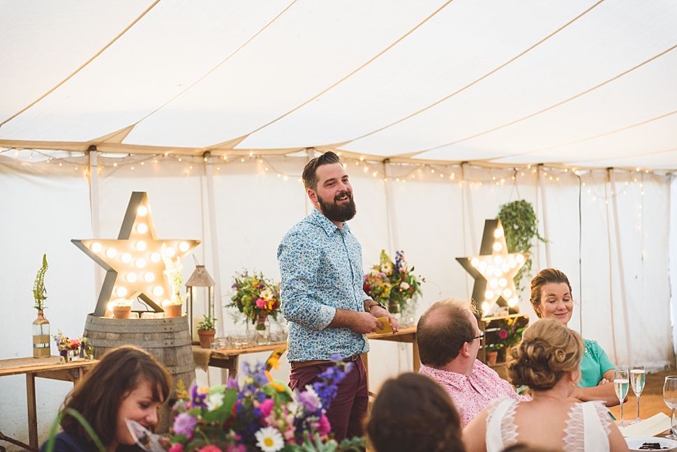 Creative festival wedding somerset