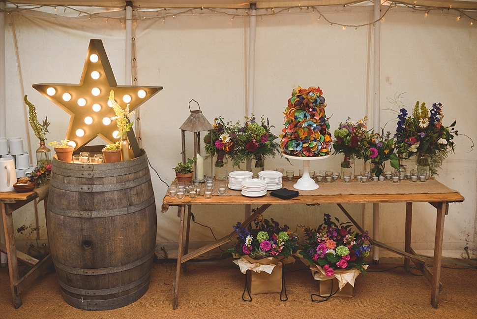 Creative festival wedding somerset