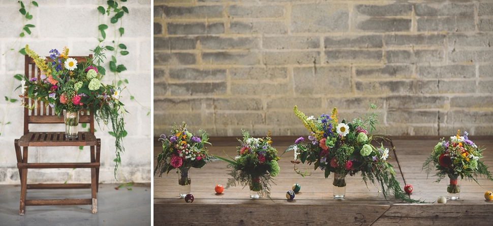 Rainbow festival wedding bouquets