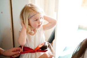 flower girl getting ready