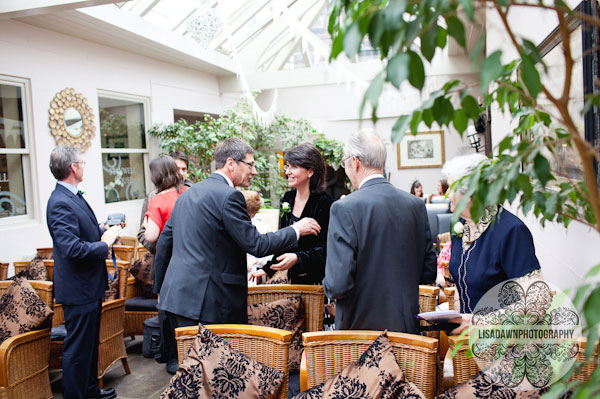 wedding guests greeting