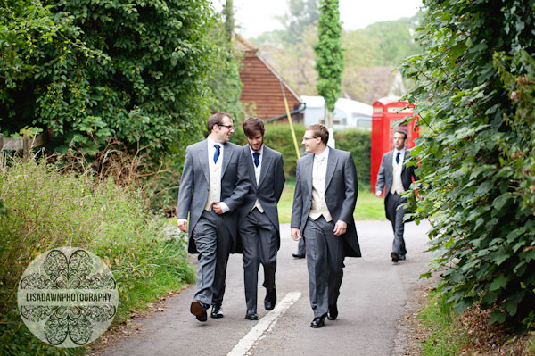 Groomsmen walking Tarrant Monkton