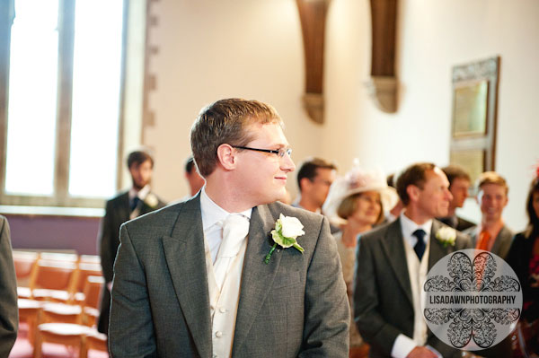 Groom looking at Bride