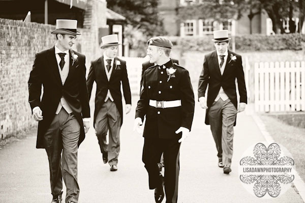 Groomsmen wearing top hats