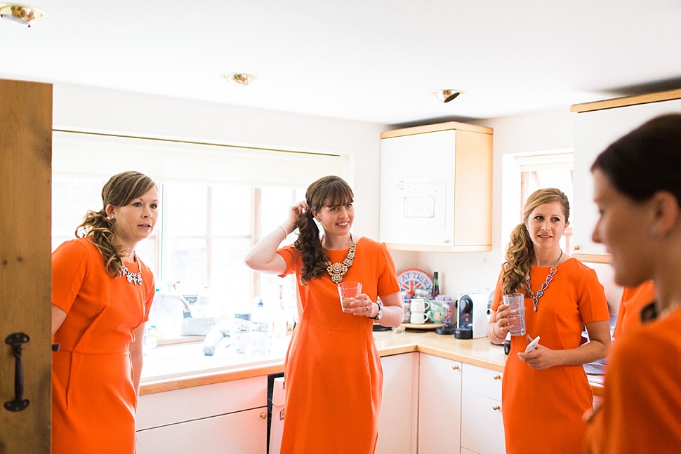 orange bridesmaids dresses