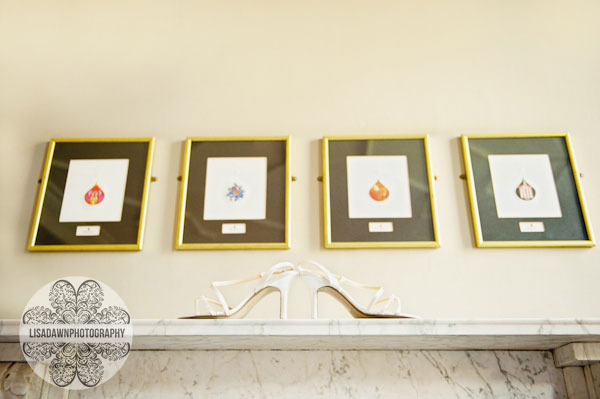 wedding shoes on the mantlepiece