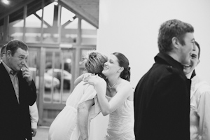 bride hugs friend