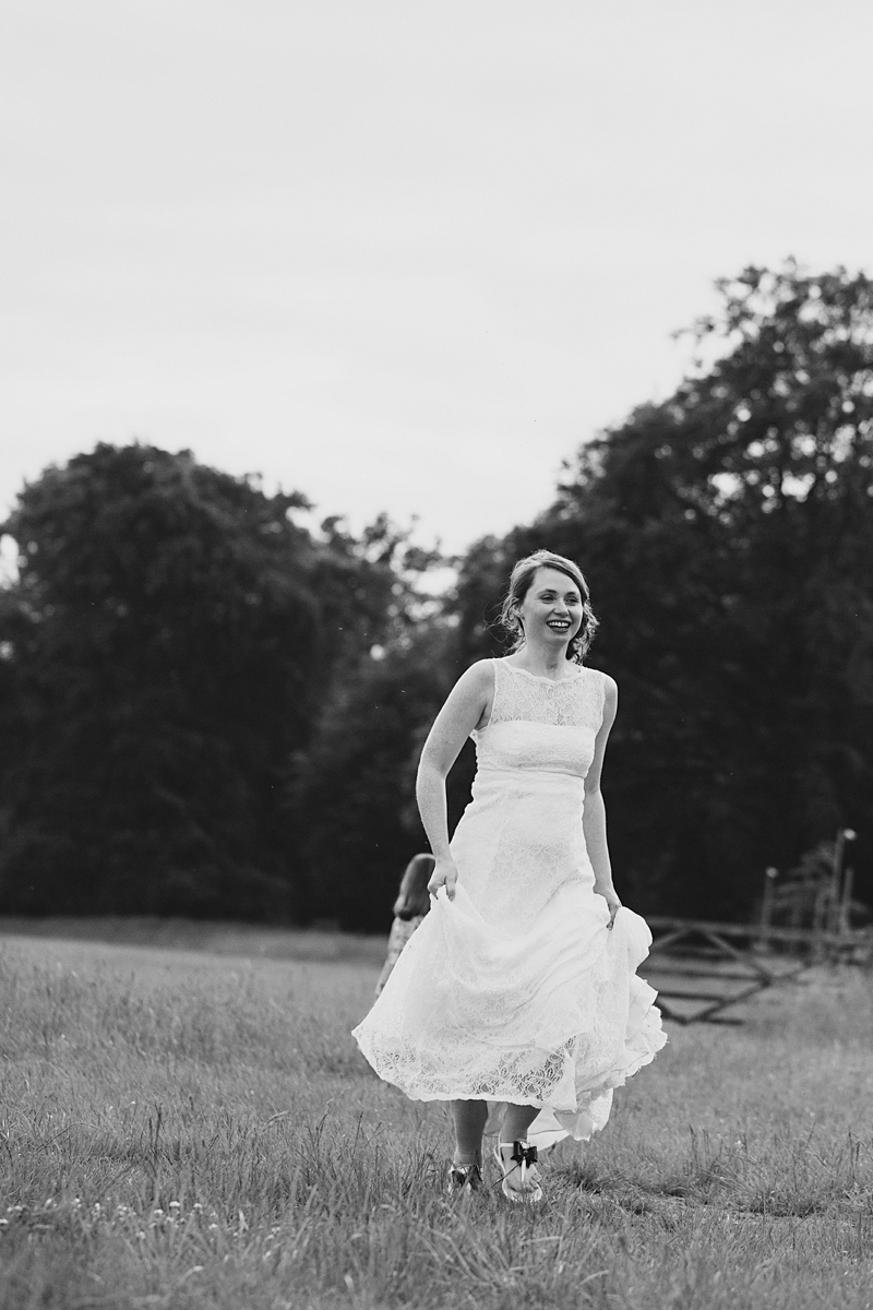 Bride Running Field