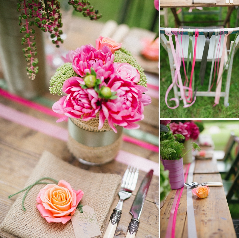 Rustic outdoor wedding table setting