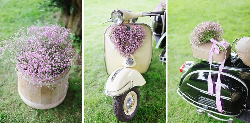 Wedding scooter with flowers