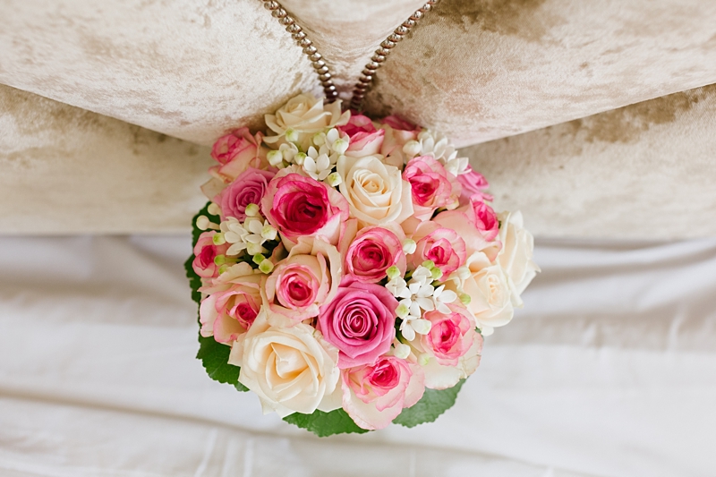 Pink and white wedding bouquet